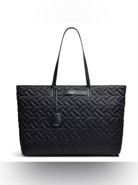 RADLEY LONDON Black Quilted Tote with Leather Strap Charm